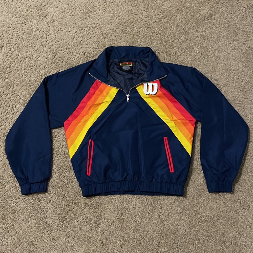 Forever 21 x Wilson blue half-zip bomber jacket